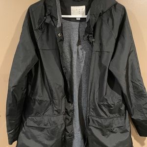 Cute long black rain coat